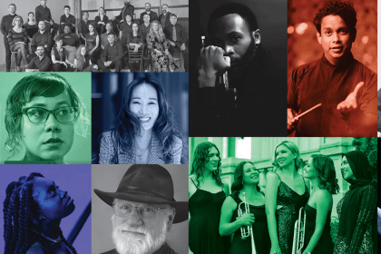 a montage of headshots from various performers 